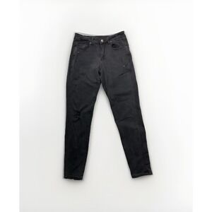 YOUNGLA Men's Black Distressed Denim Jeans 32x32 Regular Fit 5-Pocket Button
